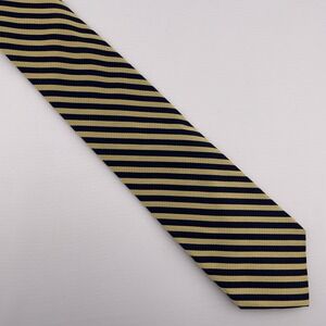 BROOKS BROTHERS Men's Silk Necktie Designer Blue & Yellow Stripes USA 59" EUC